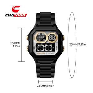 นาฬิกาข้อมือผู้ชาย CHAXIGO 7486 แบรนด์แฟชั่น ดีไซน์สี่เหลี่ยมผืนผ้า สายสแตนเลส พร้อมไฟกลางคืน สำหรับผู้ชาย Reloj Hombre - Product Image 4