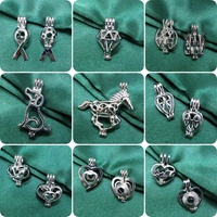 Pendentif cage multi-styles avec perles ouvertes, breloque diffuseur de parfum, mini fleurs séchées en cristal naturel, cadeau de bijoux personnalisé sur mesure