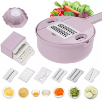 Presse-agrumes à Julienne de légumes polyvalent 10 en 1, broyeur à Mandoline avec protection et panier de vidange