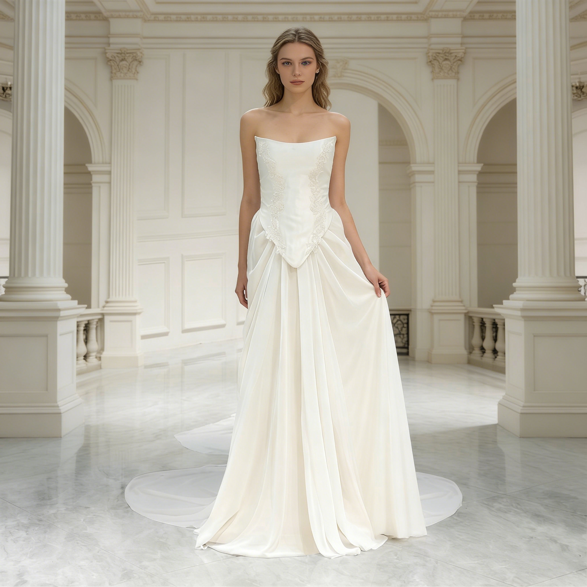 sachin and babi light blue dress Simple and Elegant Wedding Dress from Luxury Elastic Satin