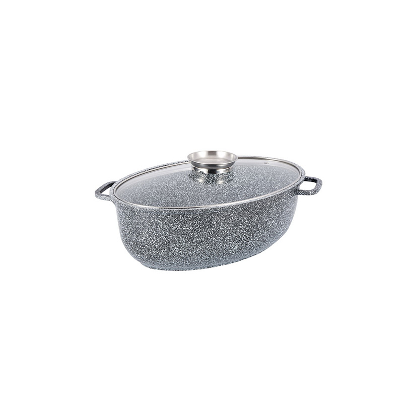 Poêle à poisson ovale antiadhésive en aluminium, rôtissoire ovale avec fond d'induction, ustensile de cuisine