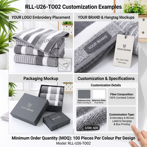 Juego de Toallas de Baño de Algodón y Microfibra, Tejido a Rayas, 300 a 499 GSM, Colores Personalizados, Marca Privada para Compradores Mayoristas - Product Image 5