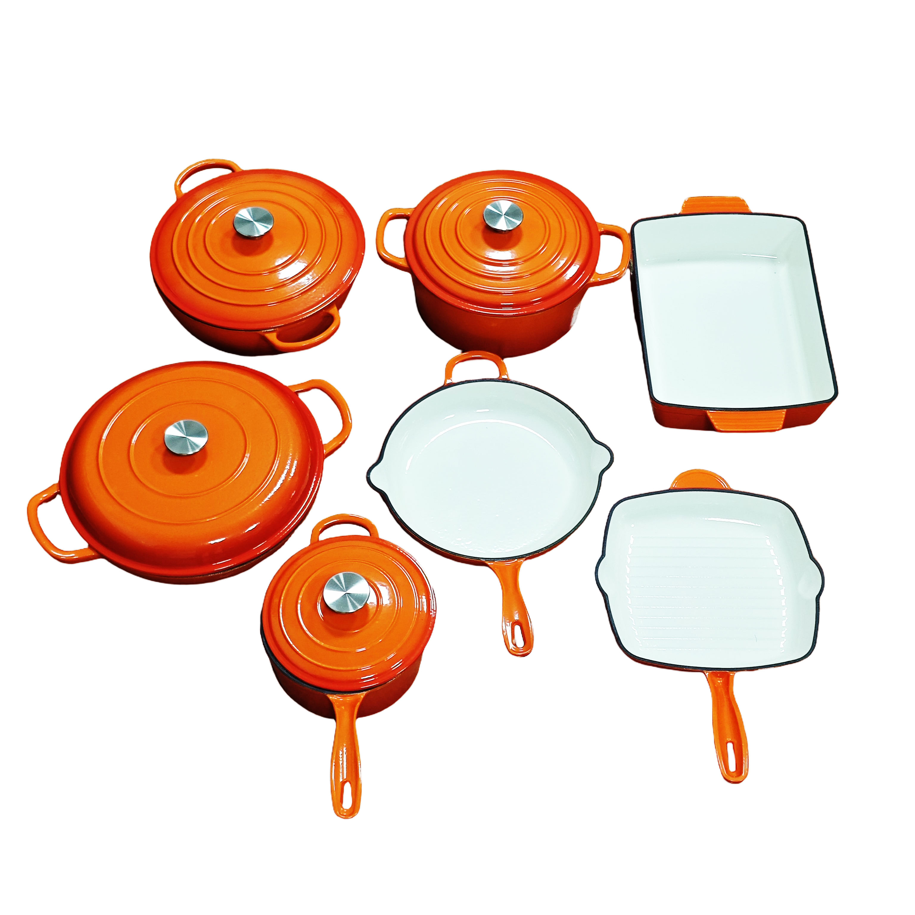 Orange 7-Piece Enamel Pot Set