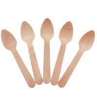 Cuillères jetables biodégradables en bois, écologiques, en bouleau naturel, pour yaourts, smoothies, parfaits et desserts.