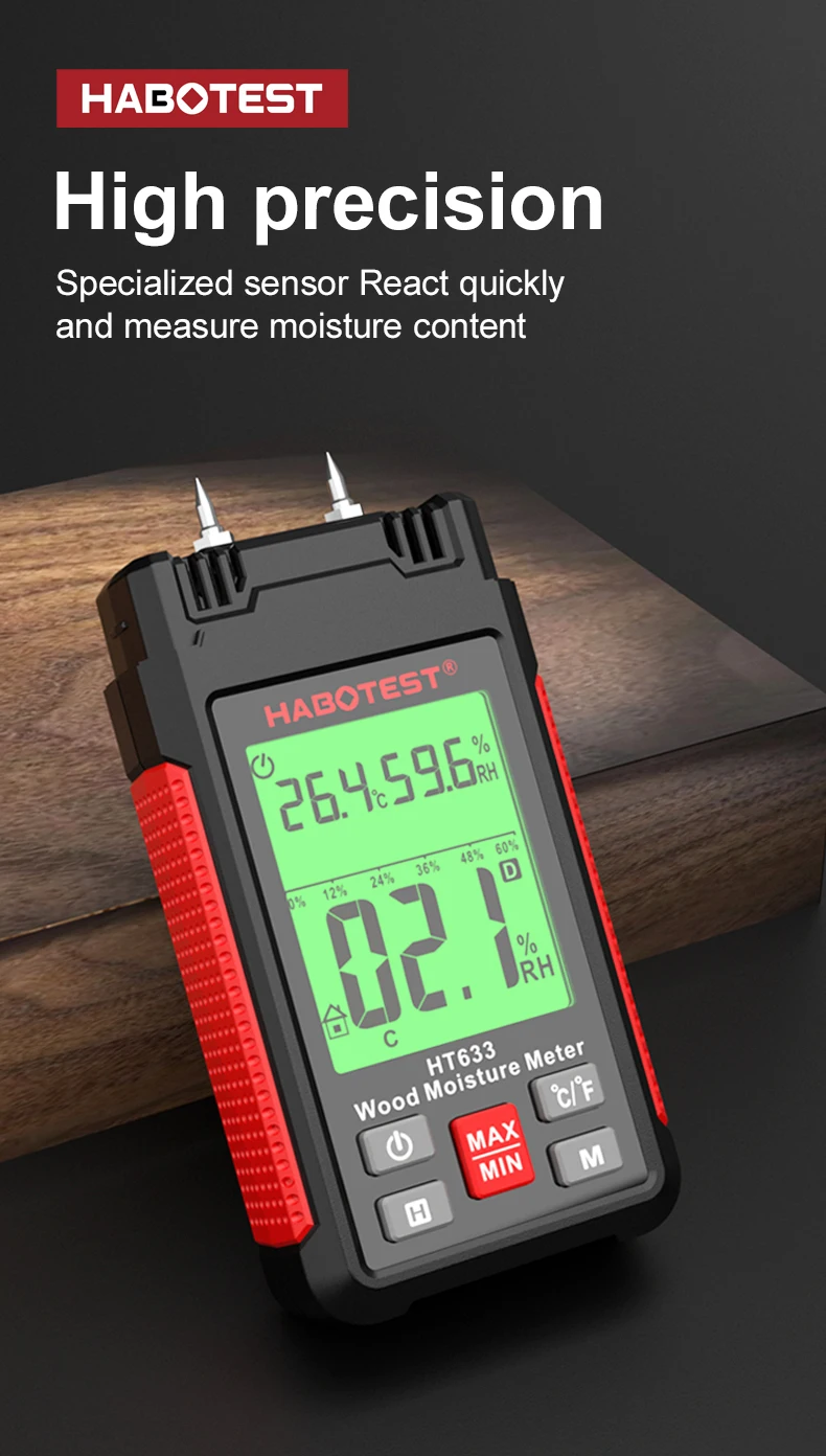 High Quality Multipurpose Moisture Meter Wood Digital Moisture Analyzer Moisture Meter for Wood Habotest HT633
