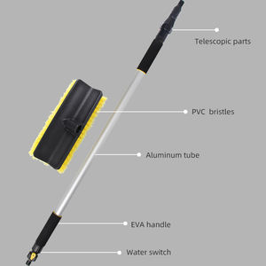 Flujo telescópico a través del cepillo de lavado de coches Herramienta de limpieza Cerdas suaves Cepillo de lavado de coches para camión Barco - Product Image 2
