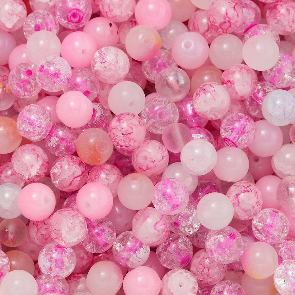 Perles de verre éclatantes rose-rouge