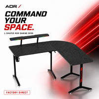 Bureau de jeu extensible en métal AOR Esports L1 avec LED pour ordinateur et ordinateur portable