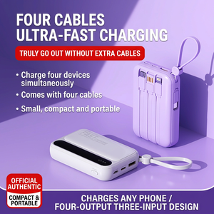 Batterie externe ultra-compacte 4-en-1 avec cordon intégré, charge rapide, idéale pour les voyages et comme cadeau - Product Image 3