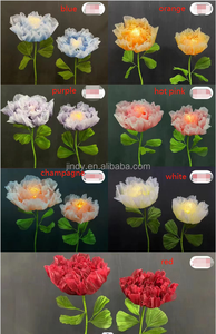 Ensemble de fleurs géantes artificielles en organza (coquelicot, <span class=keywords><strong>iris</strong></span>, rose) pour vitrine, décorations de mariage et événements - Product Image 5