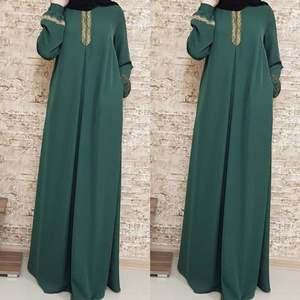 ラージサイズプリントイスラム教徒の長いカジュアルスリーブドレスプラスサイズAbaya Jilbab Maxiドレスイスラム教徒のドレスと女性の女性のためのAbaya M43 - Product Image 6