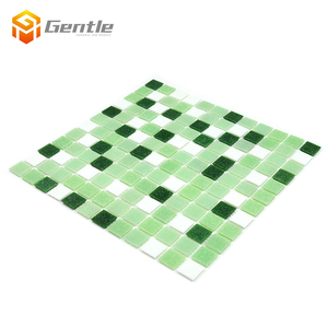 Quảng Trường Hỗn Hợp Màu Xanh Lá Cây Nóng Chảy Thủy Tinh Khảm Cho Hồ Bơi Gạch 327*327Mm Lưới Giấy Vuông Giá Rẻ Bóng Với <span class=keywords><strong>Dot</strong></span> Glass Mosaic - Product Image 2