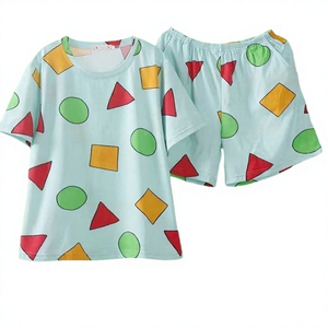 <span class=keywords><strong>Pigiama</strong></span> Estivo in Spugna a Maniche Corte e <span class=keywords><strong>Pantaloncini</strong></span>, Set 2 Pezzi Donna/<span class=keywords><strong>Uomo</strong></span>, Fantasia Geometrica, 100% Poliestere, per Adulti Donna - Product Image 6