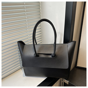 Elegant Womens <b>Tote</b> Bag Minimal Solid PU Leather Large Capacity Top Handle Shoulder Purse For Daily Wear - Product Image 5