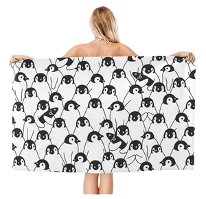 Asciugamano da <span class=keywords><strong>Spiaggia</strong></span> Oversize Personalizzato con Stampa di Pinguini, in Microfibra, ad Asciugatura Rapida, per Uomo e Donna - Product Image 1