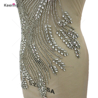 Vente en gros usine WDP-660 Applique de corsage perlée en strass de cristal de luxe pour la décoration de robes de mariée
