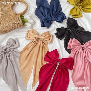 Grande Barrette à Nœud en Satin de 20 cm, Accessoire Capillaire Transfrontalier Populaire, Pince Simple à Ressort en Métal avec Ruban pour Filles, Idéale pour les Fêtes - Product Image 5