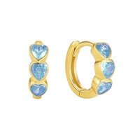 Nagosa Fashion Birthstone 925 Sterling Silver 18k Gold Vermeil Triple Heart Cubic Zirconia Huggie Hoop Boucles d'oreilles Femmes Bijoux