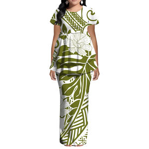 कम कीमत कस्टम महिलाओं ओ-गर्दन पोशाक टोंगा प्यूलेलेसी पोशाक <span class=keywords><strong>2</strong></span> टुकड़ा पॉलिनेशियन कपड़े बड़े आकार के छोटे आकार की लेटी हुई पोशाक - Product Image 1