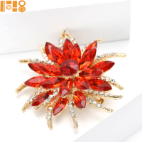 Broches de luxe en alliage de grande taille avec strass en forme de fleur, broches exquises et créatives pour vêtements féminins, épingle à plante, cadeau de fête ou de mariage