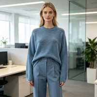 Pull tricoté à manches longues pour femme Billy, personnalisable OEM & ODM, vêtements de loisirs en maille violette de haute qualité, vente en gros