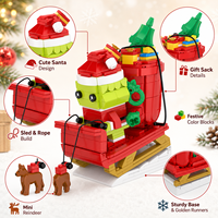 Kit de construction de traîneau de Noël 425 pièces, best-seller, avec figurine de vacances verte et rennes, pour cadeau