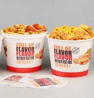 Seau alimentaire en papier écologique à paroi simple avec logo personnalisé, 64oz 85oz, pour poulet frit KFC et frites, avec couvercle