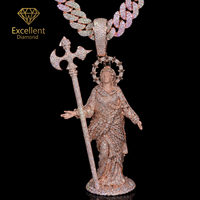 Promotion : Pendentif religieux personnalisé en argent sterling et moissanite, style hip-hop glacé, pour homme, bijoux streetwear et de fête