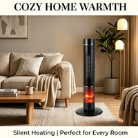 Chauffage sur pied avec télécommande, effet flamme, chauffage rapide, ventilateur PTC vertical intelligent