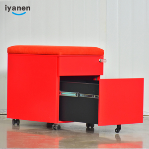 Iyanen Đỏ Cushione Bìa Có Thể Khóa Kim Loại Tập Tin Văn Phòng Lưu Trữ Di Động Bệ <span class=keywords><strong>2</strong></span> Ngăn Kéo Thép Tủ Hồ Sơ - Product Image 2