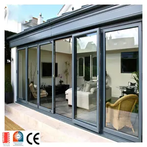 High Quality Interior Double Tempered Glass Garage Door Hidden Cavity Pocket 3 Panels Aluminum Patio Glass Sliding Door