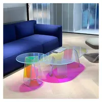 Nordic Style Sofa Side Transparent Iridescent Table and Living Room Acrylic Rainbow Coffee Table