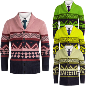 Cardigan Autunnale da Uomo Stile Britannico con Colletto Rovesciato, Design a Blocchi di Colore con Bottoni ODM - Product Image 3