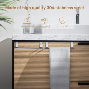 Stainless Steel <strong>Over</strong> <strong>Door</strong> <strong>Towel</strong> Rack Bar Holders for Universal Fit on <strong>Over</strong> Cabinet Cupboard <strong>Doors</strong> 2 Pack - Product Image 3