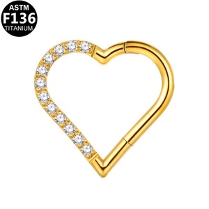 Bijoux de corps en titane Gaby, nouveau design ASTMF136, anneaux de piercing d'oreille Heilx avec motif cœur, style tendance - Product Image 4