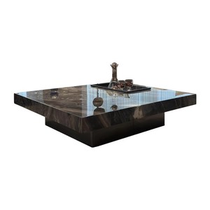 Tavolino da Salotto Moderno con Finitura Lucida, Vassoio Integrato, Arredamento in Metallo Durevole, Facile da Pulire, Decorativo per Spazi Eleganti - Product Image 1