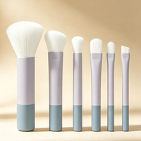 Ensemble de 6 mini-pinceaux de maquillage avec étui, poils synthétiques, pinceaux cosmétiques portables pour le fond de teint et la poudre, OEM ODM