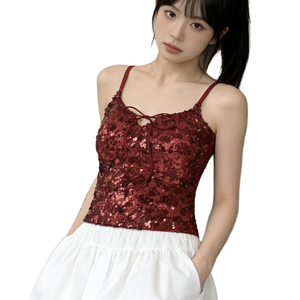 Summer Sexy Women Clubwear Raves Festival <b>Spaghetti</b> <b>Strap</b> Tank Top Simple O-Neck Backless Camisole Short Lace Breathable Top - Product Image 1