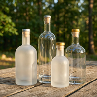 Bouteille en verre nordique à fond épais transparente de 500 ml, 700 ml, 750 ml avec étiquette autocollante imprimée pour Tequila, Whisky, Gin, Vodka