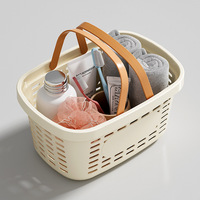 Panier de rangement rectangulaire en plastique multifonctionnel, écologique et au design moderne, avec poignée, pour articles divers, dortoir et cuisine