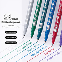 Stylo marqueur à pointe fine Guangna, couleurs rétro, artiste, micron, permanent, non toxique, imperméable, pigment pour la peinture, fournitures artistiques, 24
