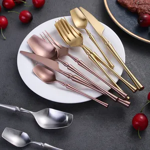 Creative Designed Brushed Stainless Steel Knife Spoon Cutlery Matte Black Flatware Sets