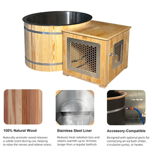 Bañera de agua fría de madera con estilo Icemend para la mejor experiencia de spa Características personalizadas a precios de fábrica - Product Image 3