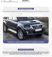 Feux avant de voiture, projecteur LED, phare pour Toyota Hilux Vigo 2012-2014 avec clignotant séquentiel LED