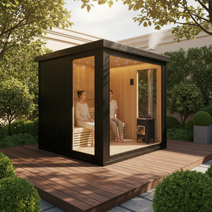 Sauna a Cupola per Esterni a Basso EMF con Infrarossi Lontani, per 2-4 Persone, in Legno di Hemlock/Cedro Rosso, 9KW, per Giardino/Interno, Uso Domestico/Spa - Product Image 3