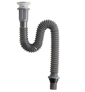 <span class=keywords><strong>Manguera</strong></span> de Desagüe para Lavabo de Baño, Flexible, Expandible, de ABS Gris Blanco Moderno, con Conexión Roscada Cromada, Directo de Fábrica - Product Image 2