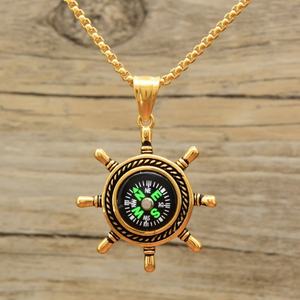 Collar de Cadena de Acero Inoxidable Vintage para Hombre, Colgante de Brújula Posicionable de Moda 2024 de Alta Calidad, Joyería Hip-Hop para Hombre - Product Image 5