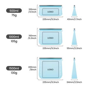 BPA <b>Free</b> Eco-friendly <b>Stand</b> up Reusable Silicon Ziplock Food Storage Bag Pouch Food Grade Safe Silicone Freezer Bags for Food - Product Image 3
