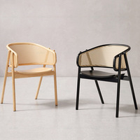 Chaises de salle à manger modernes et luxueuses, noires, en rotin, bois massif de qualité nordique, pour les loisirs et les restaurants