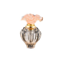 Flacons compte-gouttes d'huile essentielle de 12 ml, fond épais en verre, bouchons en cristal rose en forme de fleur, flacons de sérum uniques FUYI FYDB027, usage cosmétique